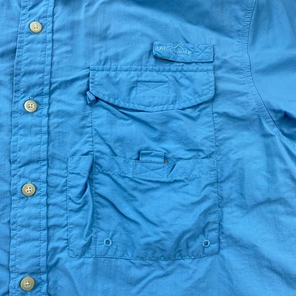 Eddie Bauer Sport Shirt Men Large L Blue Button Up Outdoor Breathable Mesh Hike - Picture 2 of 12